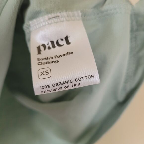 PACT 100% Organic Cotton Green Softspun Tee Tunic Size Xsmall Short Sleeve Nwt - Picture 3 of 7